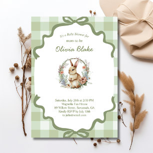 Sweet Vintage Bunny – Sage Green Baby Shower  Invitation