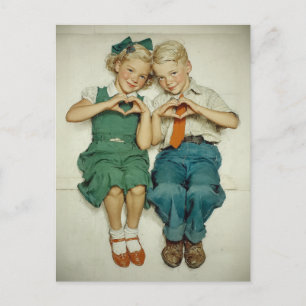 Sweet Vintage Childhood Hearts Postcard