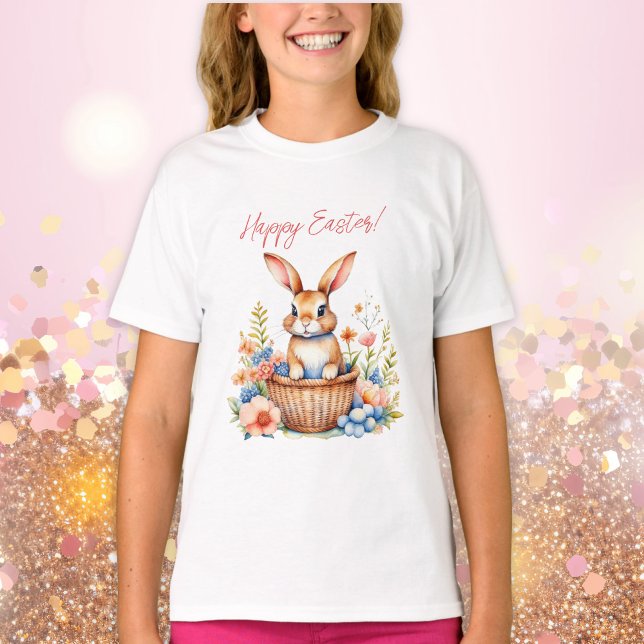 Sweet Vintage Happy Easter Bunny Rabbit  T-Shirt (Creator Uploaded)