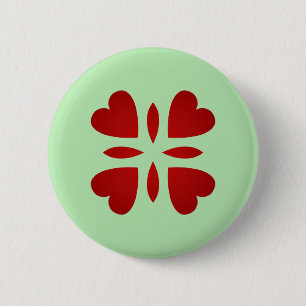 Sweet vintage look red hearts 6 cm round badge