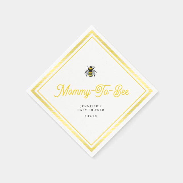 Sweet Vintage Mummy-To-Bee Baby Shower Napkin (Corner)