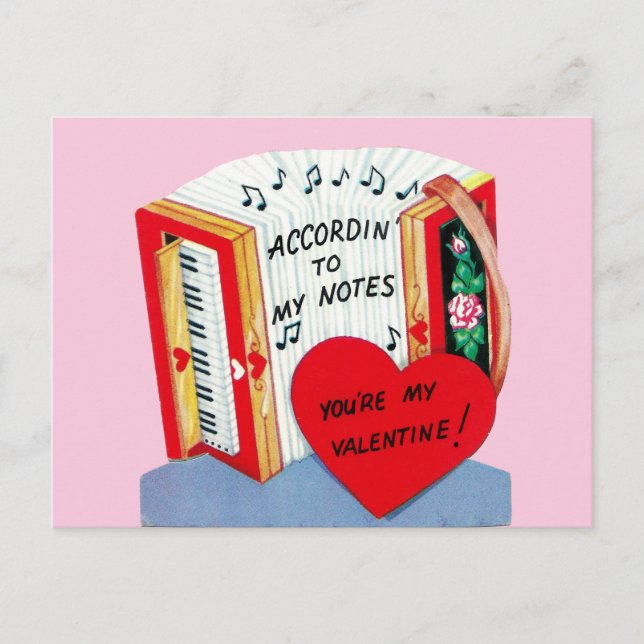 Sweet Vintage Musical Valentine's Day Love Card (Front)