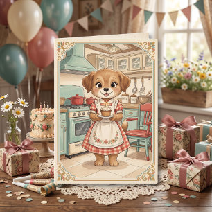 Sweet Vintage Puppy Personalised Aunt's Birthday Card