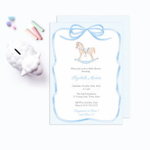 Sweet Vintage Rocking Horse Boy Baby Shower Party Invitation