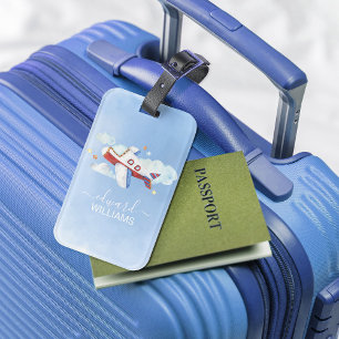 Sweet Watercolor Aeroplane Luggage Tag