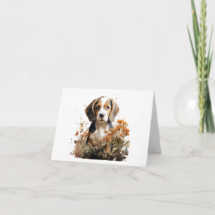 Sweet Watercolor Beagle Puppy Dog BLANK  Card