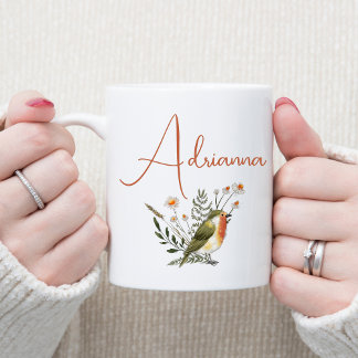 Sweet Watercolor Bird Personalised Coffee Mug