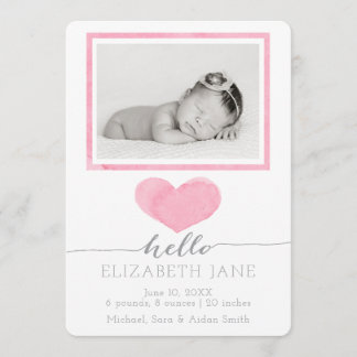 Sweet Watercolor Birth Announcement