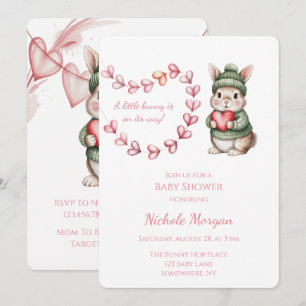 Sweet Watercolor Bunny Baby Shower  Invitation