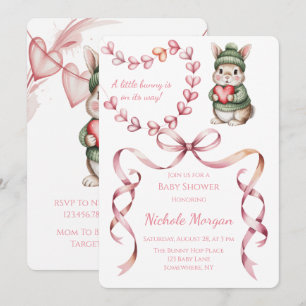 Sweet Watercolor Bunny Baby Shower  Invitation