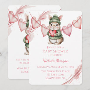 Sweet Watercolor Bunny Baby Shower  Invitation