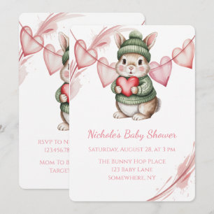 Sweet Watercolor Bunny Baby Shower  Invitation