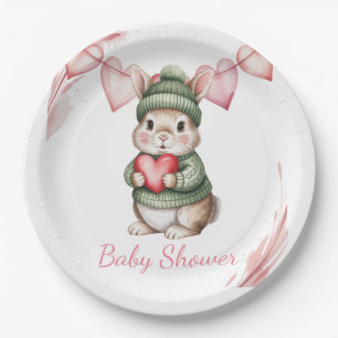 Sweet Watercolor Bunny Baby Shower Paper Plate