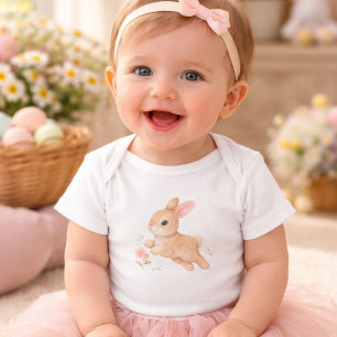 Sweet Watercolor Bunny Rabbit Woodland Animal  Baby Bodysuit