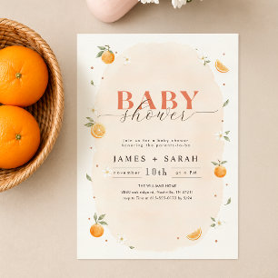 Sweet Watercolor Citrus Orange Baby Shower Invitation