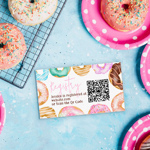 Sweet watercolor cute doughnuts baby shower regist enclosure card