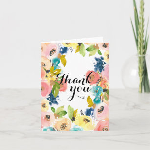 Sweet Watercolor Floral Thank you Card