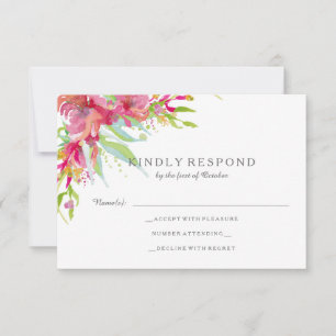 Sweet Watercolor Floral Wedding RSVP Card