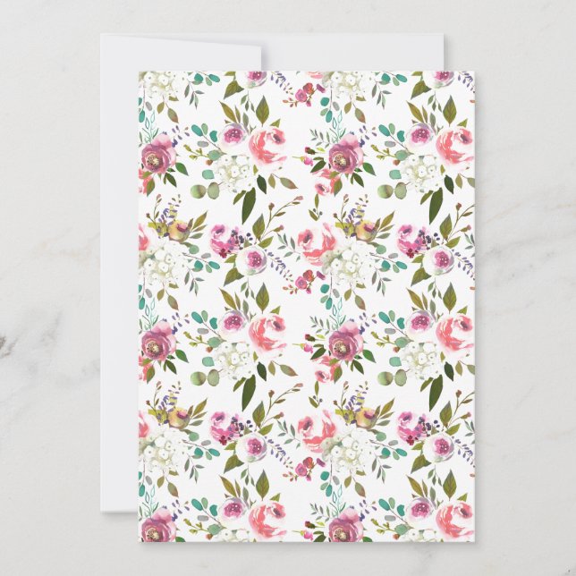 Sweet Watercolor Flowers Roses Pattern Announcement (Front)