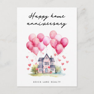 Sweet Watercolor Home Anniversary Realtor Postcard