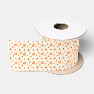 Sweet Watercolor Peach Pattern Satin Ribbon
