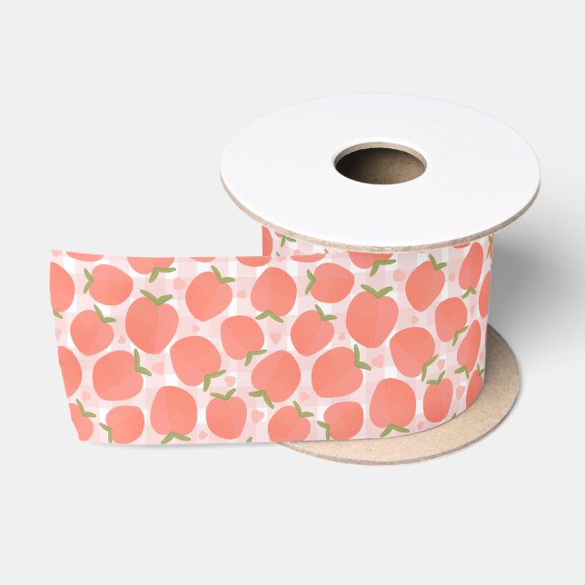Sweet Watercolor Peach Pattern Satin Ribbon (Spool)
