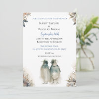 Sweet Watercolor Penguins Unique Wedding 