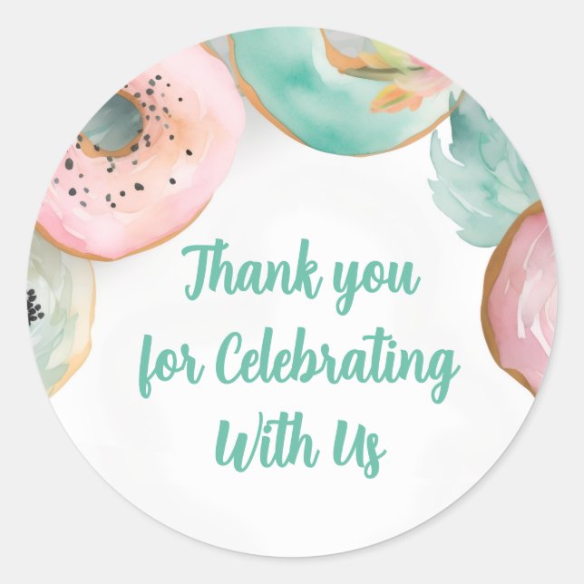 Sweet Watercolor Pink Donut Sticker (Front)