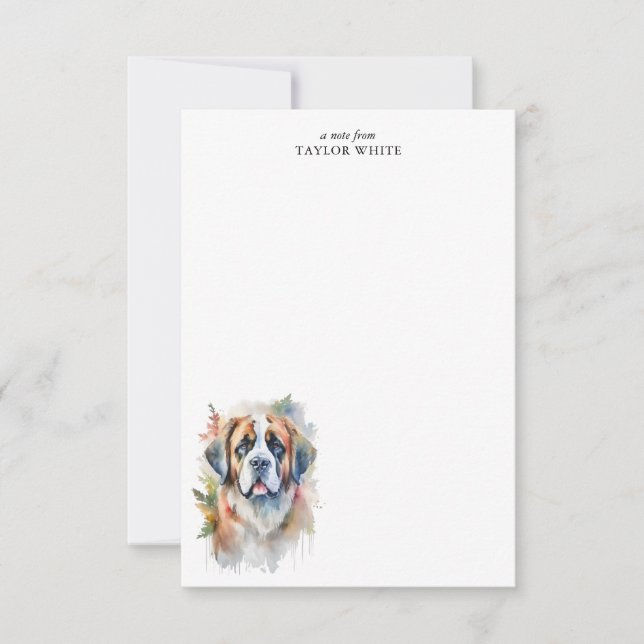 Sweet Watercolor Saint Bernard Dog Thank You Card (Front)