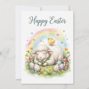 Sweet Watercolor Sheep Easter Card