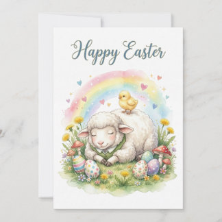 Sweet Watercolor Sheep Easter Card