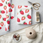Sweet Watercolor Strawberries Wrapping Paper<br><div class="desc">This stylish wrapping paper is perfect to wrap up presents for birthdays,  baby showers,  bridal showers and any other type of sweet celebration. The design features hand painted watercolor strawberries on a fresh white background which will be sure to wow that special person.</div>