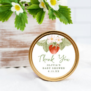 Sweet Watercolor Strawberry Baby Shower Favor Classic Round Sticker