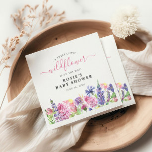 Sweet Watercolor Wildflower Baby Shower Napkin