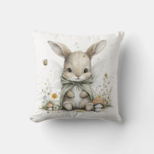 Sweet watercolour fairy bunny illustration cushion