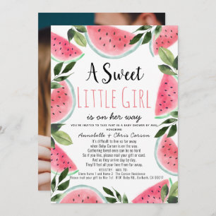 Sweet Watermelon Baby Shower by Mail Photo Invitation