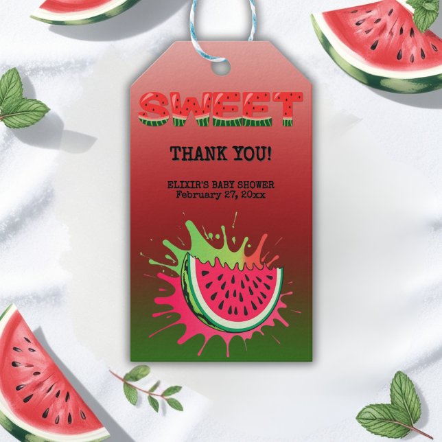 Sweet Watermelon Baby Shower Gift Tags (Creator Uploaded)