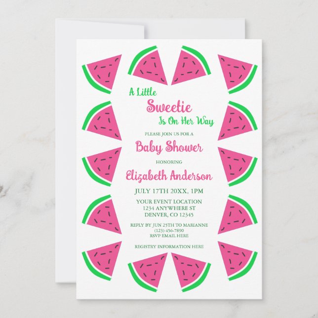 Sweet Watermelon Baby Shower Invitation (Front)