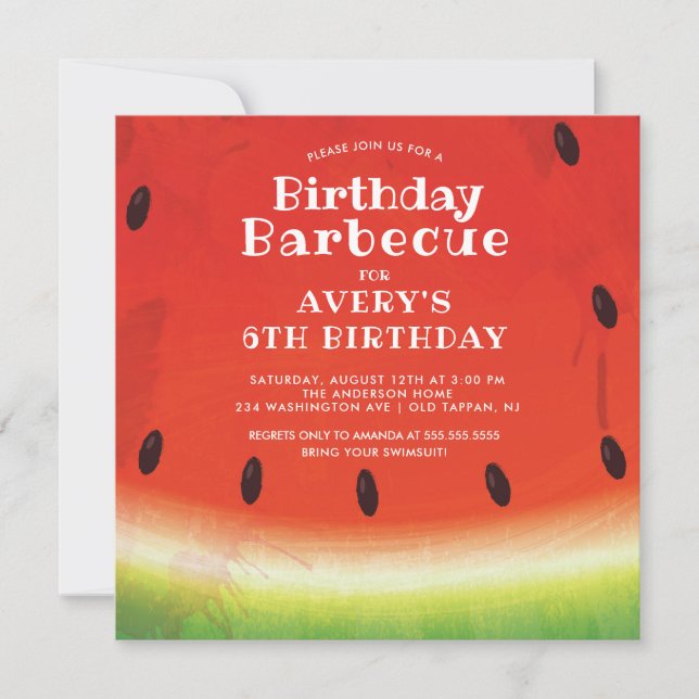 Sweet Watermelon Birthday Invitation (Front)