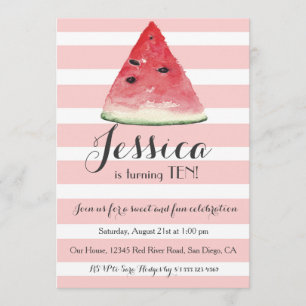 Sweet Watermelon Birthday Invitation for Girls