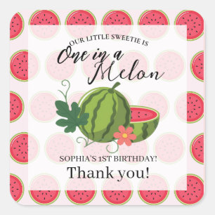 Sweet Watermelon Ribbon Summer Invitation Square Sticker