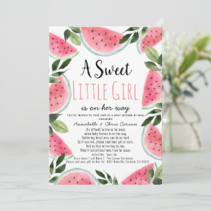 Sweet Watermelon Watercolor Baby Shower by Mail Invitation