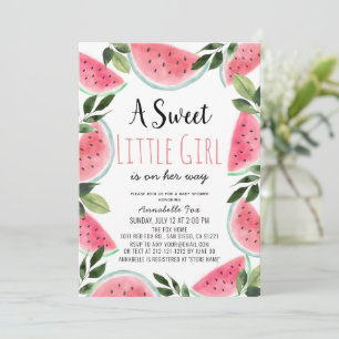 Sweet Watermelon Watercolor Baby Shower Invitation