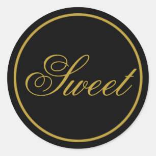 "Sweet" Wedding Sticker - Black Gold