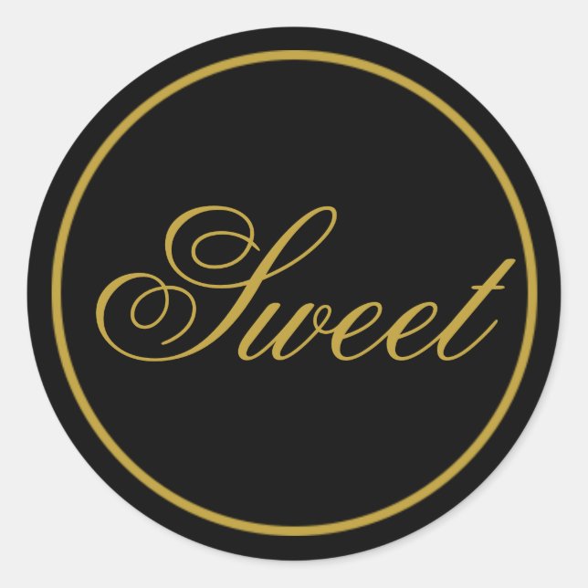"Sweet" Wedding Sticker - Black Gold (Front)
