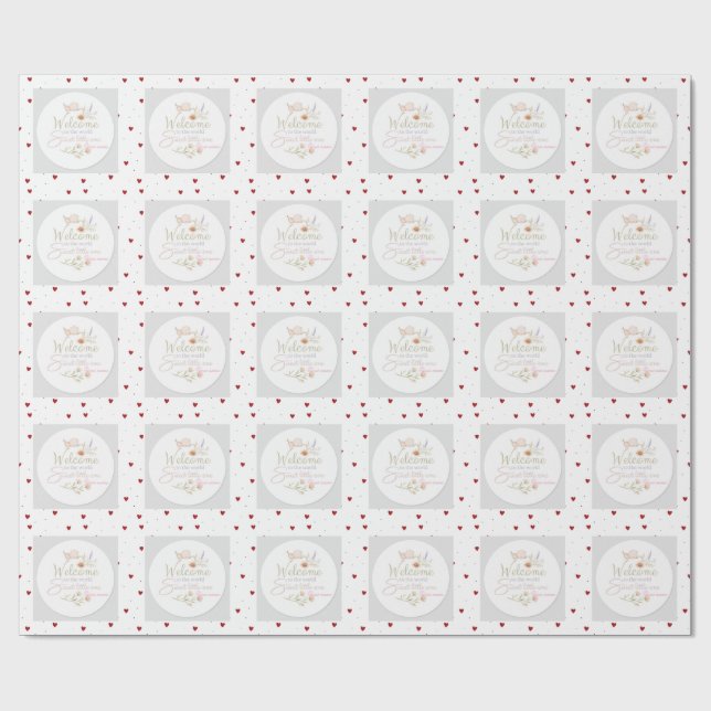 Sweet Welcome Baby Sticker / Label Wrapping Paper (Flat)
