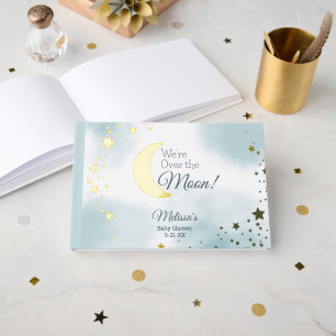 Sweet We're Over the Moon Dreamy Baby Shower Guest Book