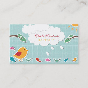 Sweet whimsical bird kids boutique business cards