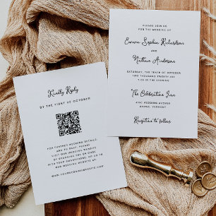 Sweet Whimsical Black and White Wedding QR Code Invitation