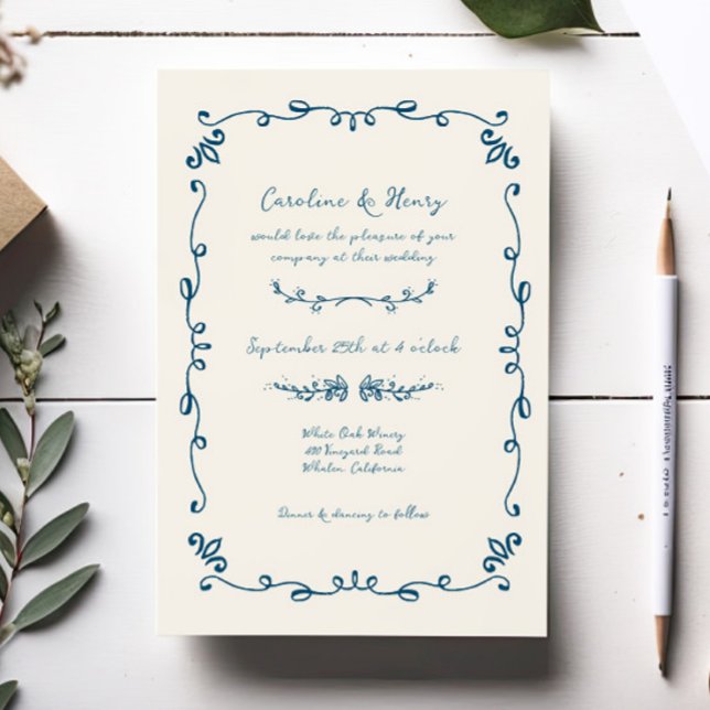 Sweet Whimsical Handwritten Illustrated Wedding Invitation (Creator Uploaded)